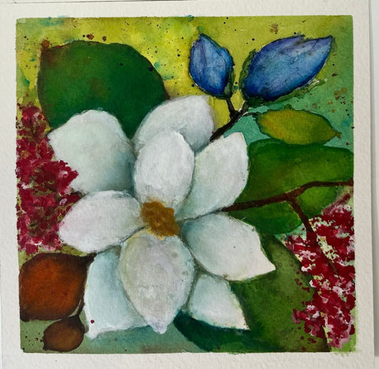 Georgia Magnolias & Redbuds #1.           6 by 6” Giclee Prints