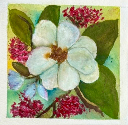 Georgia Magnolias & Redbuds #3.          6 by 6” Giclee Prints