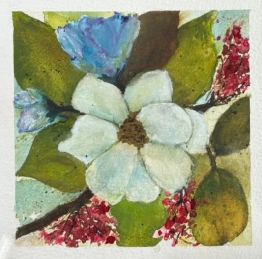 Georgia Magnolias & Redbuds #4.          6 by 6” Giclee Prints